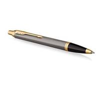 Parker IM Stylo Bille | Laque Grise avec Finitions Or | Pointe Moyenne | Recharge d'Encre Bleue | Coffret Cadeau | Cadeaux de Fin d'Études Parfaits