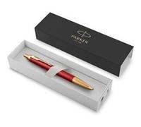 Parker Stylo à bille rétractable IM Premium – Laqué rouge, attributs dorés, pointe moyenne