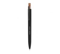 Stylo à bille personnalisé doux au toucher avec bouton poussoir en liège, corps en aluminium recyclé, recharge jumbo, stylo d'écriture à encre bleue avec clip en métal