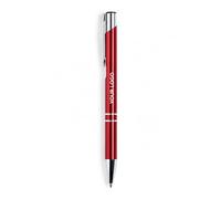 Stylo à bille personnalisé en aluminium recy vec recharge d'encre bleue Jumbo | Stylo rétractable en métal avec bordure chromée | Stylo d'écriture pour bureau, école et cadeaux d'entreprise