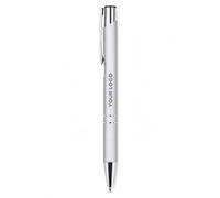 Stylo à bille personnalisé en aluminium recy vec recharge d'encre bleue Jumbo | Stylo rétractable en métal avec bordure chromée | Stylo d'écriture pour bureau, école et cadeaux d'entreprise
