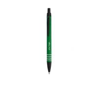 Stylo à bille personnalisé en aluminium recy vec recharge jumbo, encre bleue, stylo d'écriture à bouton-poussoir avec bordure noire et anneaux argentés pour bureau, école et entreprise