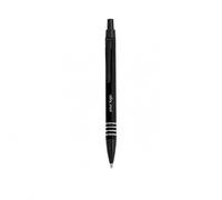 Stylo à bille personnalisé en aluminium recy vec recharge jumbo, encre bleue, stylo d'écriture à bouton-poussoir avec bordure noire et anneaux argentés pour bureau, école et entreprise
