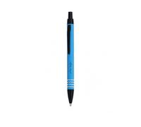 Stylo à bille personnalisé en aluminium recy vec recharge jumbo, encre bleue, stylo d'écriture à bouton-poussoir avec bordure noire et anneaux argentés pour bureau, école et entreprise
