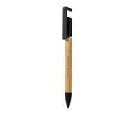 Stylo à bille personnalisé en bambou et paille de blé avec clip de support de téléphone, encre bleue, recharge jumbo, action torsadée, stylo d'écriture respectueux de l'environnement pour bureau