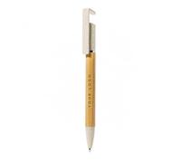 Stylo à bille personnalisé en bambou et paille de blé avec clip de support de téléphone, encre bleue, recharge jumbo, action torsadée, stylo d'écriture respectueux de l'environnement pour bureau