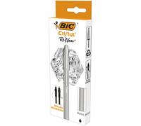 Stylos bille Bic Cristal Renew rechargeable à capuchon pointe 1 mm - éciture moyenne - Noir