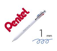 Stylo à bille rétractable 4 couleurs iZee, blanc