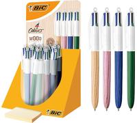 BIC Stylo à bille rétractable 4Colours Wood Style présentoir