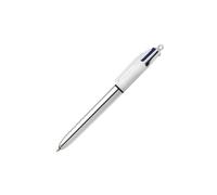 Stylo bille 4 couleurs Bic Shine rétractable pointe 1 mm - écriture moyenne - Corps argent