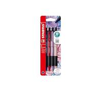 STABILO – Stylos bille Pointball Wildflower – Lot de 4 rechargeables – Etui carton – Encre bleue