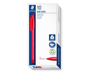 Stylo à bille STAEDTLER ball 4320 F - Rouge, 10 pièces, 0,7 mm | Stylo triangulaire, corps ergonomique, trait fin - Réf. 4320 F-2