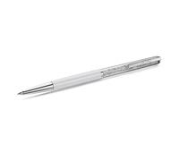 Stylo à bille - Swarovski - Crystalline blanc - Métal rhodié - Cristaux incolores - Clip chromé
