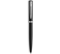 Waterman Impression Stylo bille | Pointe moyenne avec recharge d'encre bleue | Laque noire avec garniture plaquée palladium | Boîte cadeau