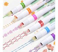 Stylo À Bordure Créatif À 6 Couleurs Avec Forme Ondulée Et Encre Fluorescente Pour Projets De Bricolage Et Marquage De Courbes, Polyvalent Pour L'école Et Le Bureau, Couleur Aléatoire 3 pièces de coul