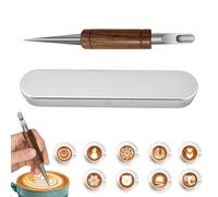 Stylo à lait double pointe en acier avec manche en bois | Outils pour café, lait, convient pour la maison, la cuisine, le bureau, le magasin, la boulangerie, le restaurant, les fêtes