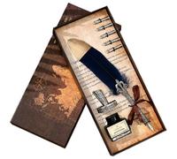 Stylo à Plume Vintage en Verre pour Calligraphie, Écriture Fluide | Kit pour Débutants, Coloris Café, Acier Inoxydable et Verre, Dessin et Écriture Couleur Aléatoire