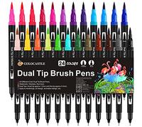 Stylo Aquarelle Dual Brush Pen, 24 Couleurs, pour Feutre Coloriage | Pointes de Pinceau 1-2mm et de Feutre Fine 0,4 mm pour Mandala Bullet Journal Calligraphie Manga
