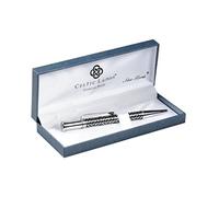 Stylo avec nœud de la Trinité celtique gravé en noir et argent