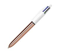 Stylo bille 4 couleurs Bic Shine rétractable pointe 1 mm - écriture moyenne - Corps or rose