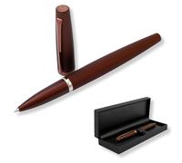 Stylo bille, aluminium, couleur marron, pointe de 0,7 mm, gravure de style reptilien
