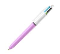 Stylo bille Bic 4 couleurs Lilas rétractable pointe 1 mm - écriture moyenne