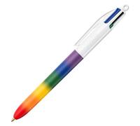 Stylo bille Bic 4 couleurs Rainbow rétractable pointe 1 mm - Coloris corps assortis