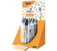 BIC Stylo bille 4 couleurs Tie and Dye — pointe moyenne rétractable Noir