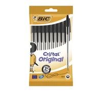 Bic Stylo Bille Cristal Medium, Noir, En Sachet De 10