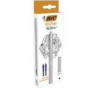 Stylos bille Bic Cristal Renew rechargeable à capuchon pointe 1 mm - éciture moyenne - Bleu