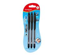 Stylo bille KEYROAD Soft Jet, prise en main confortable, 0,7 mm, lot de 3, blister, noir