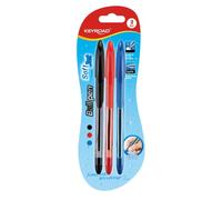 Stylo bille KEYROAD Soft Jet, prise en main confortable, pointe 0,7 mm, lot de 3, blister, couleurs assorties