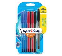 Paper-Mate Stylo bille InkJoy 100 à capuchon pointe moyenne 1 mm Pochette de 8 coloris assortis