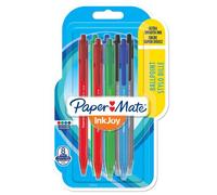 Stylo bille Paper Mate Inkjoy 100 rétractable écriture moyenne 1 mm - Pochette de 8
