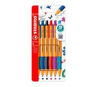 Stylo bille Stabilo Pointball rétractable pointe 2,5 mm - Écriture moyenne - Pochette de 6