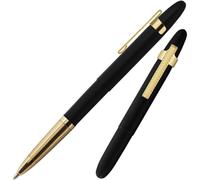 Stylo Bullet Space, noir mat avec zone de préhension dorée et agrafe dorée (#400B-GFG-GCL)