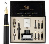 Stylo calligraphie - Plume rechargeable - 6 plumes de rechange - Encre et cartouches - Coffret cadeau