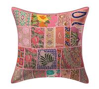 Stylo Culture Décoratif Housse De Coussin Salon 40 x 40 cm Coton Rose Bébé Patchwork Vintage Abstrait Carré Fermeture Enveloppe 16x16 inch Bohème Taies d'oreiller Lit - 1 Pièce