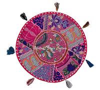 Stylo Culture Indien Patchwork Housse De Coussin De Sol Patchwork 45x45 cm Coussin De Sol Rose Foncé Bohémien Ancien Rond Petit Décoratif Coton Oreiller 74x45 Brodé Pouf Couverture