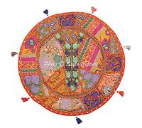 Stylo Culture Indien Rond Housse De Coussin De Sol Intérieur 45x45 cm Coussin De Sol Couch Orange Patchwork Ancien Boho Petit Décoratif Coton Oreiller 45x45 Brodé Siège de Chaise Couverture