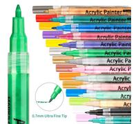 Stylo De Peinture Acrylique À Pointe Fine De 0.7mm, Marqueurs De Peinture De 28 Couleurs, Utilisés Pour Le Métal, Les Roches, Les Galets, Le Bois, Le Verre Et La Céramique