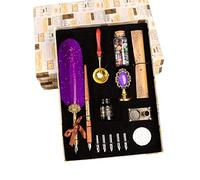 Stylo Dip à Plume Set, JasCherry Plume Calligraphie et Encre avec Sceau de Cire, Encre et 5 Pointes de Rechang, Coffret Cadeau pour Signatures, Calligraphie, Dessin, Ecriture, Décoration