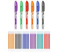 Stylo Effaçable 6 Pièces avec 30 Recharges, Stylo Gomme Effaçable 0,5 mm Pointe Fine, Stylo Roller Gel Effaçable Rechargeable pour École Bureau Fournitures Scolaires