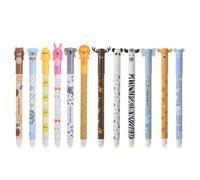 Stylo effacables Lot de 12 stylo gomme bleu thermosensible stylos à bille à gel pour enlever l'encre la feuille pointe de 0,5 mm