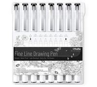 Stylo Feutre Noir, Ohuhu 8 stylos à encre fineliner Stylo feutre pointe fine - stylos micro pointes variées pour bullet journal & prise de notes dessin technique d'Illustration d'Artiste
