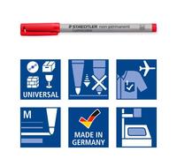 Stylo feutre non-permanent Staedtler Lumocolor couleurs assorties 1 mm - Pochette de 4