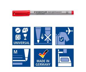 Stylo feutre non-permanent Staedtler Lumocolor couleurs assorties 1 mm - Pochette de 4