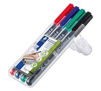 Stylo feutre permanent Staedtler Lumocolor 313 'dry safe' couleurs assorties 0,4 mm - Pochette de 4