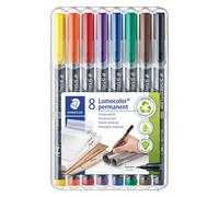 Stylo feutre permanent Staedtler Lumocolor 313 'dry safe' couleurs assorties 0,4 mm - Pochette de 8