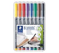 Stylo feutre permanent Staedtler Lumocolor 'dry safe' couleurs assorties 0,6 mm - Pochette de 8